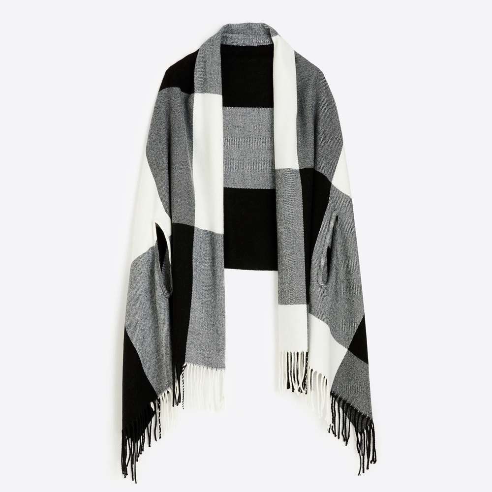 JCrew Factory Cape Sweater Black & White Checks - Picture 2 of 2